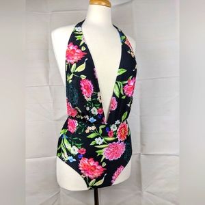 One piece Halter top floral bathing suit